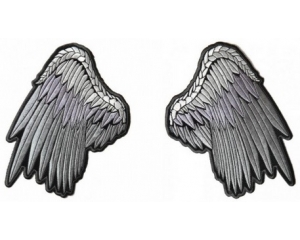 Silver Angel Wings 2 Piece Patch Set | Embroidered Patch